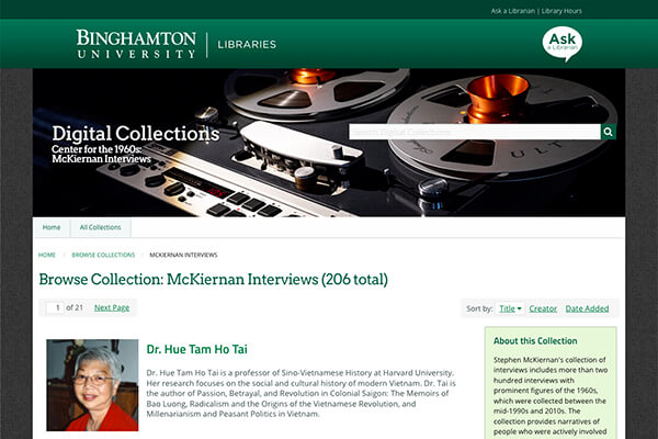 screenshot of the McKiernan Interviews website